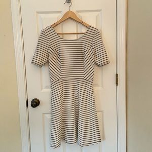 White dress with black horizontal stripes